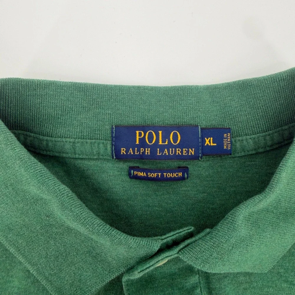 Polo Ralph Lauren Pima Soft Touch Green Heather Polo Shirt Mens XL Short Sleeve